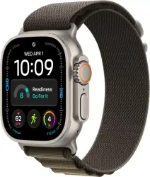Умные часы Apple Watch Ultra 4 LTE 49 мм (титановый корпус, природный/темно-зеленый, текстильный ремешок размера L) - фото