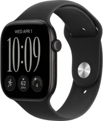 Умные часы Apple Watch Series 12 46 мм (алюминиевый корпус, черный/черный, спортивный силиконовый ремешок S/M) - фото