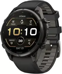 Умные часы Garmin Fenix 9 Pro 47 мм (темно-серый, черный силиконовый ремешок) - фото
