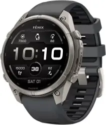 Умные часы Garmin Fenix 9 Pro 47 мм (титановый, черный силиконовый ремешок) - фото