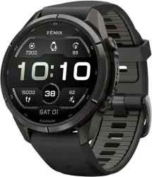Умные часы Garmin Fenix 9 Pro 43 мм (темно-серый, черный силиконовый ремешок) - фото